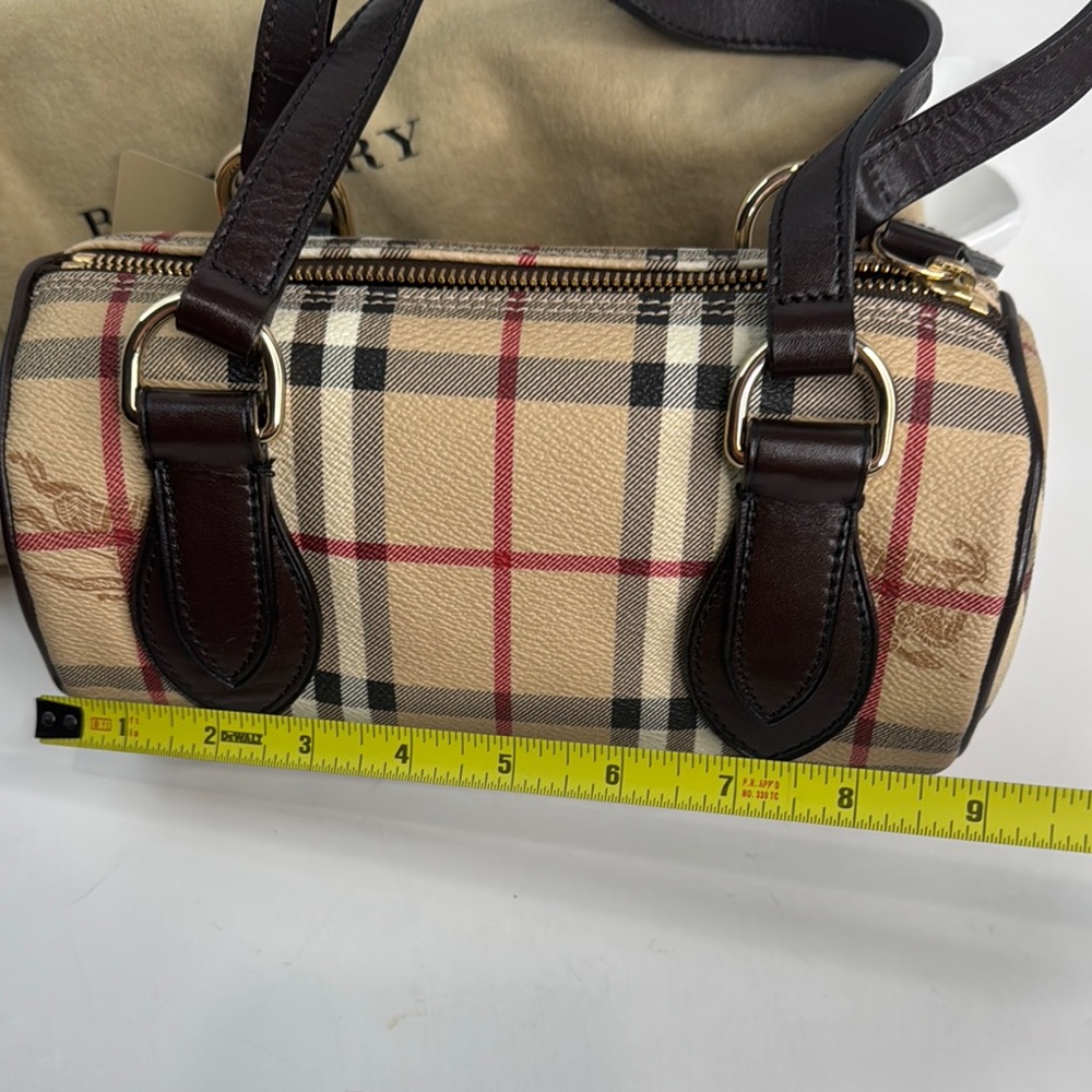 BURBERRY HAYMARKET CHECK BARREL HANDBAG - Picture 12 of 16